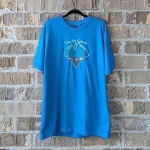 Vintage 90s Embroidered Estes Park Colorado Crew Neck T-Shirt Aqua Blue Unisex